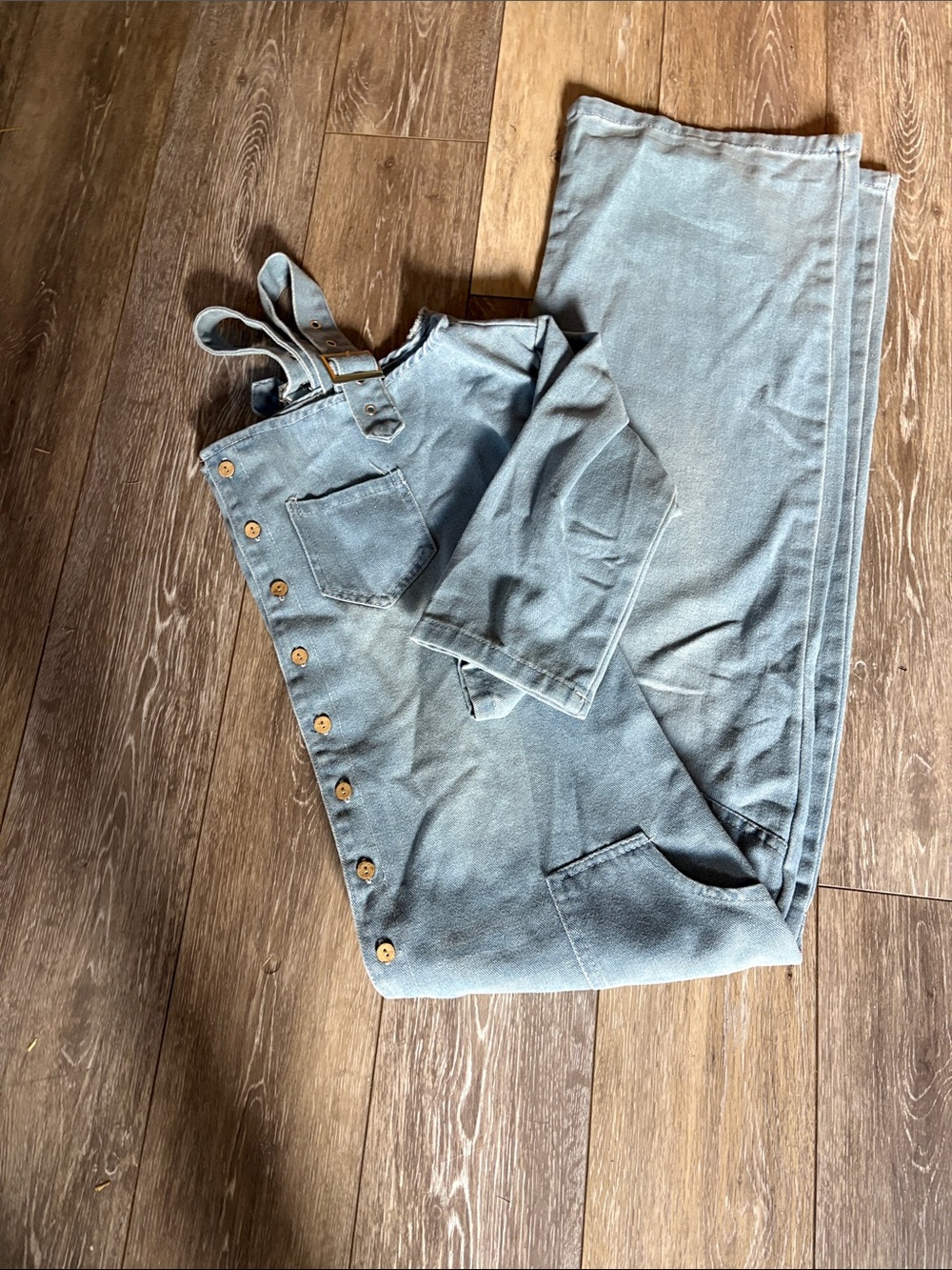 Amazon Light Blue Cold-Shoulder Denim Overalls - Picture 2 of 3